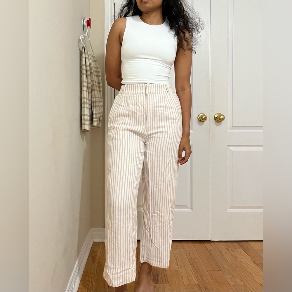 Abercrombie Beige Linen Wide-leg Pants Size M/Medium NWOT